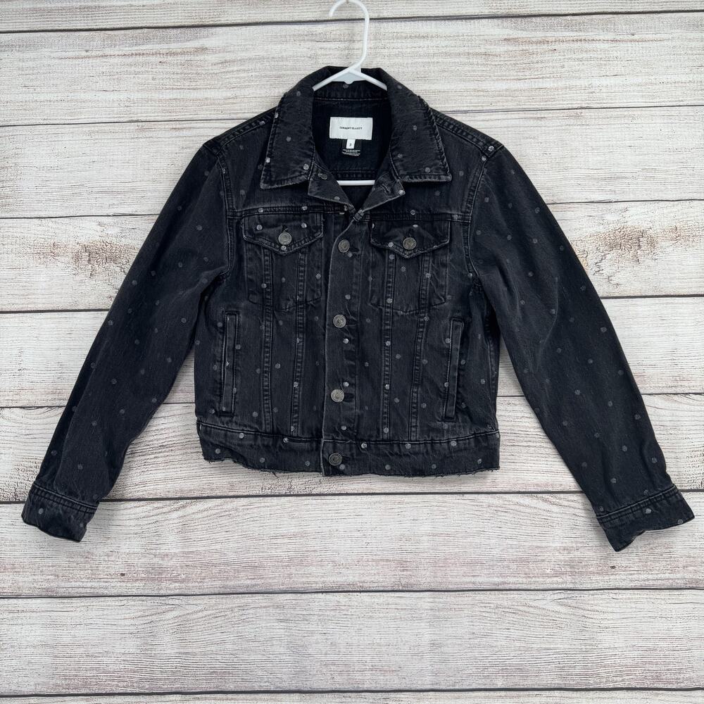 Current‎ Elliott Jacket Womens Large Polka Dot Denim Button Up Distressed USA